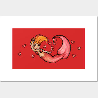 Redhead Mermaid Posters and Art